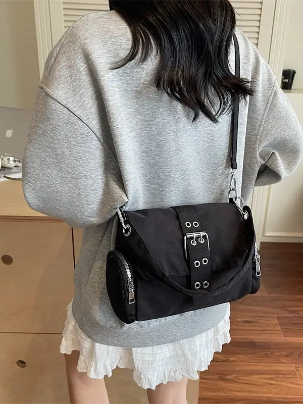 Black Cross-Border Canvas Shoulder Bag 2026 - Image 7