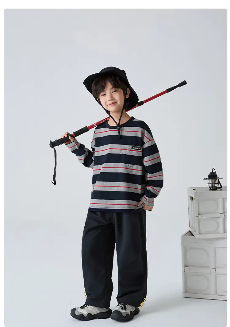 Kids Striped Cotton T-Shirt Long Sleeve Korean Style — feature 12