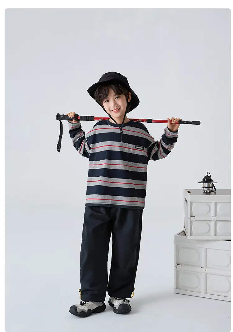 Kids Striped Cotton T-Shirt Long Sleeve Korean Style — feature 13