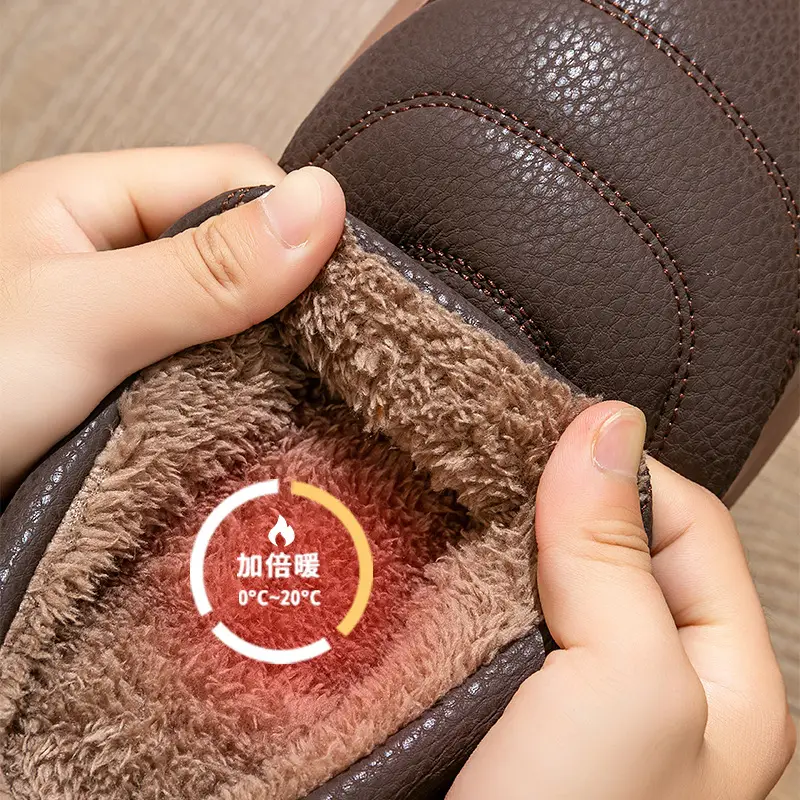 Winter Cotton Slippers for Men, Thick-Soled Home Thickened Non-Slip Warm Couple Home Furry Confinement Slippers Warm Shoes