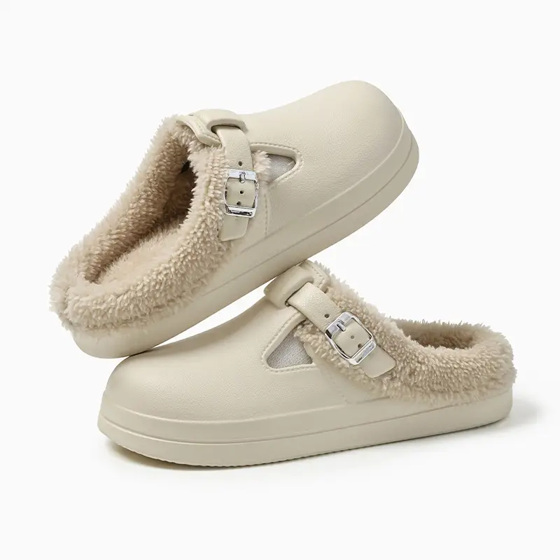 Women Closed-Toe Warm White Slipper - Image 3