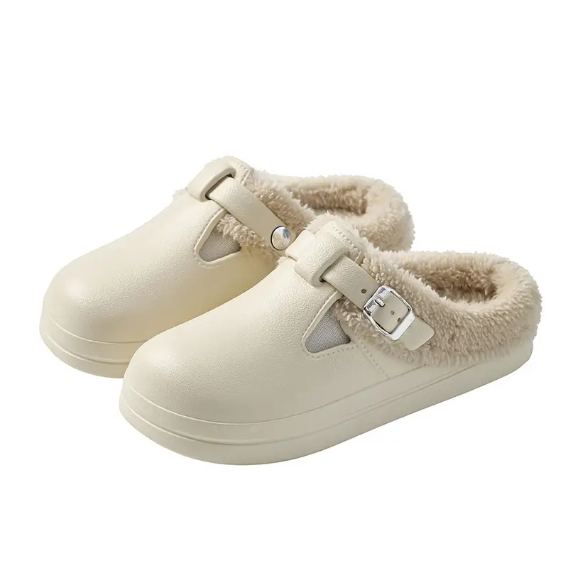 Black Warm Closed-Toe Slippers for Women - Image 6