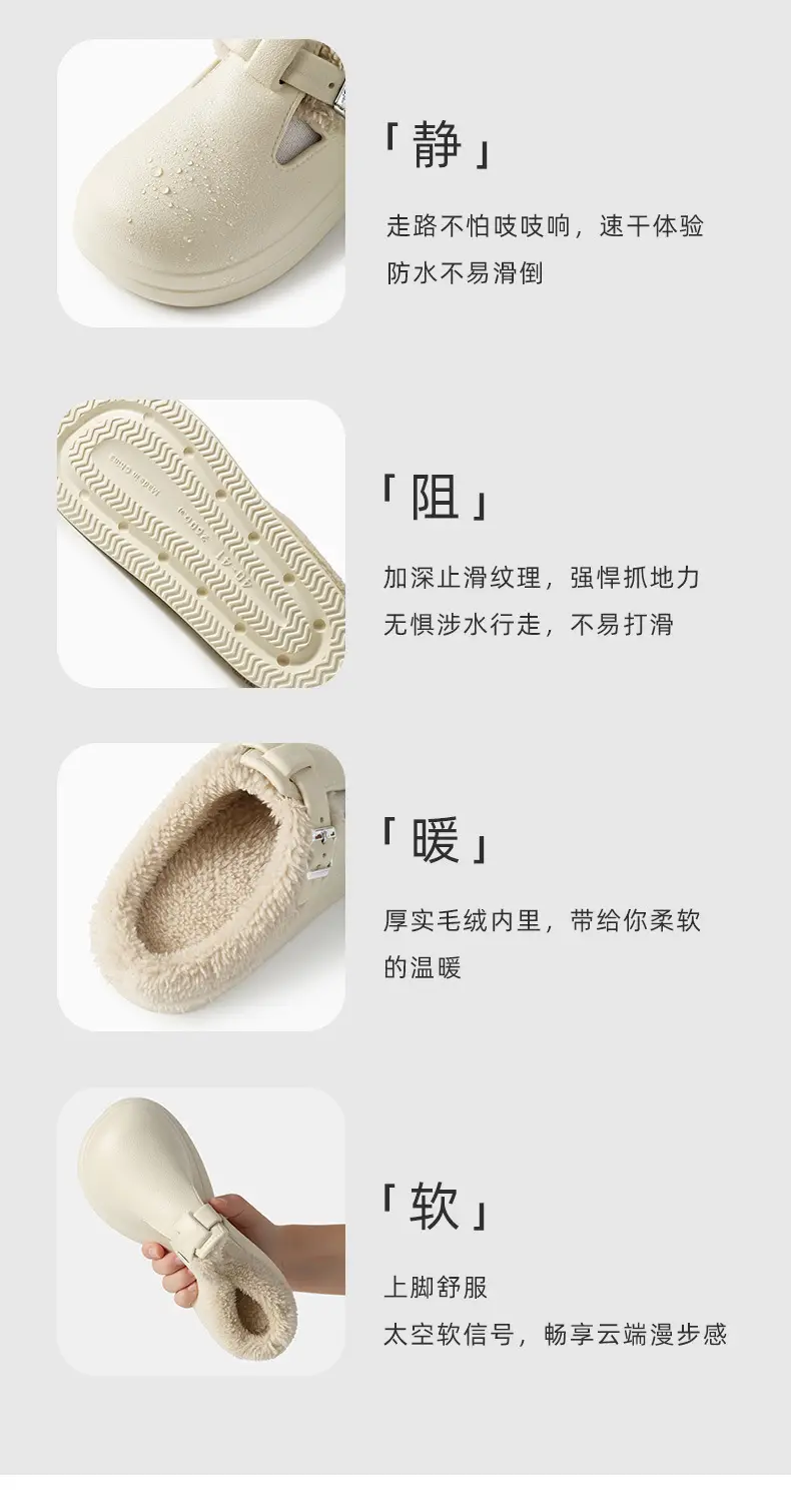 Black Warm Closed-Toe Slippers for Women — feature 6
