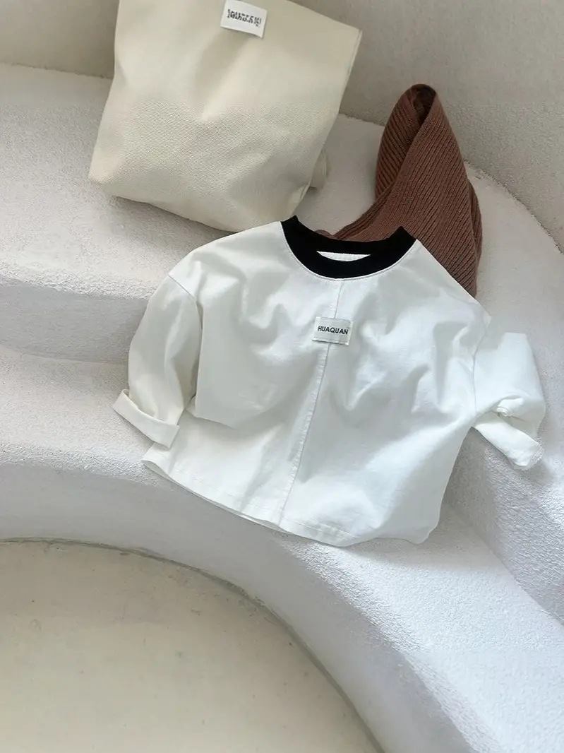 Pure Cotton Boys Long Sleeve T-Shirt White - Image 3
