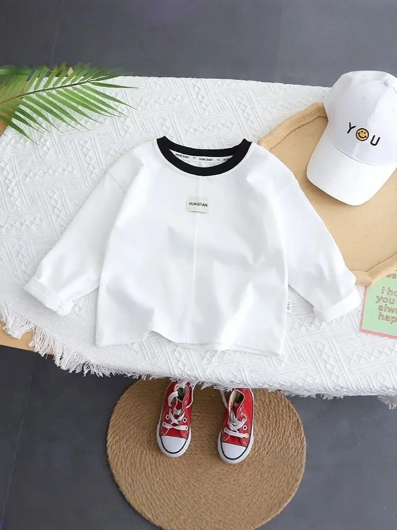 Pure Cotton Boys Long Sleeve T-Shirt White - Image 4