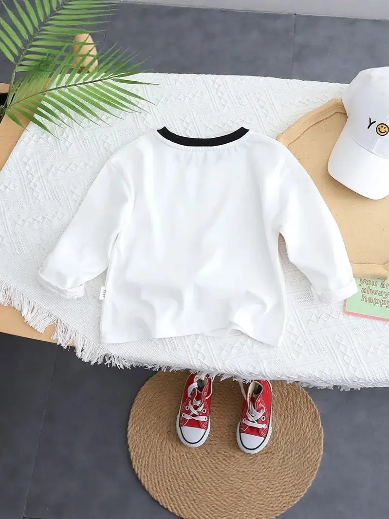 Pure Cotton Boys Long Sleeve T-Shirt White - Image 5