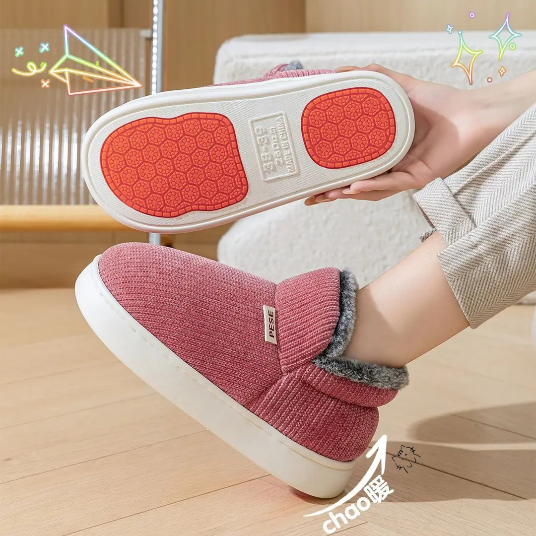 2026 New Model Elderly Cotton Shoes for Men, Autumn and Winter Indoor Home Non-Slip Thick-Soled Fleece-Lined Warm Closed-Back Cotton Slippers for Women - Image 14