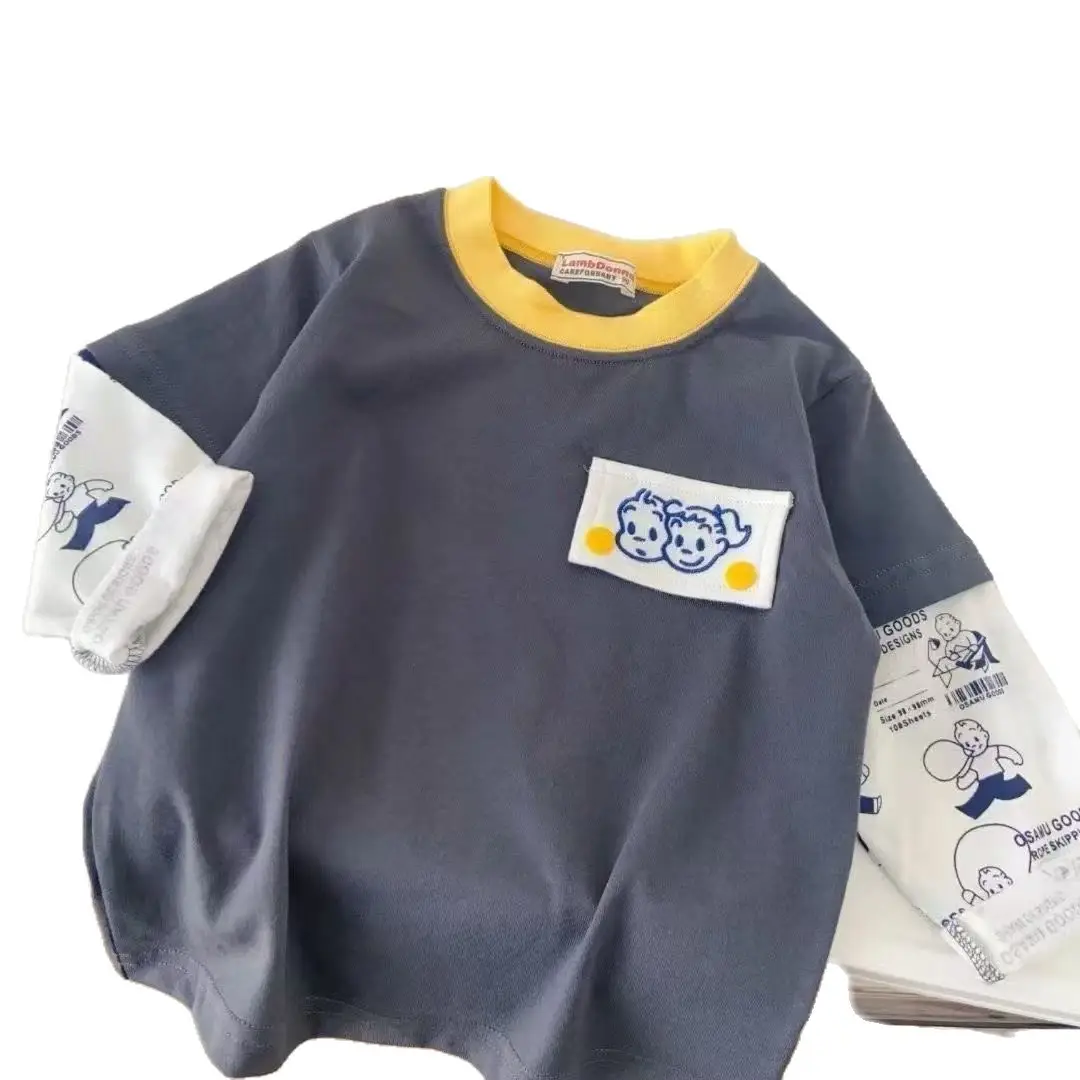 Boys Fake Two-Piece Long Sleeve T-Shirt Japanese Style Autum 2025 New Kidsren's Baby Car Cartoon Style Top - Image 7