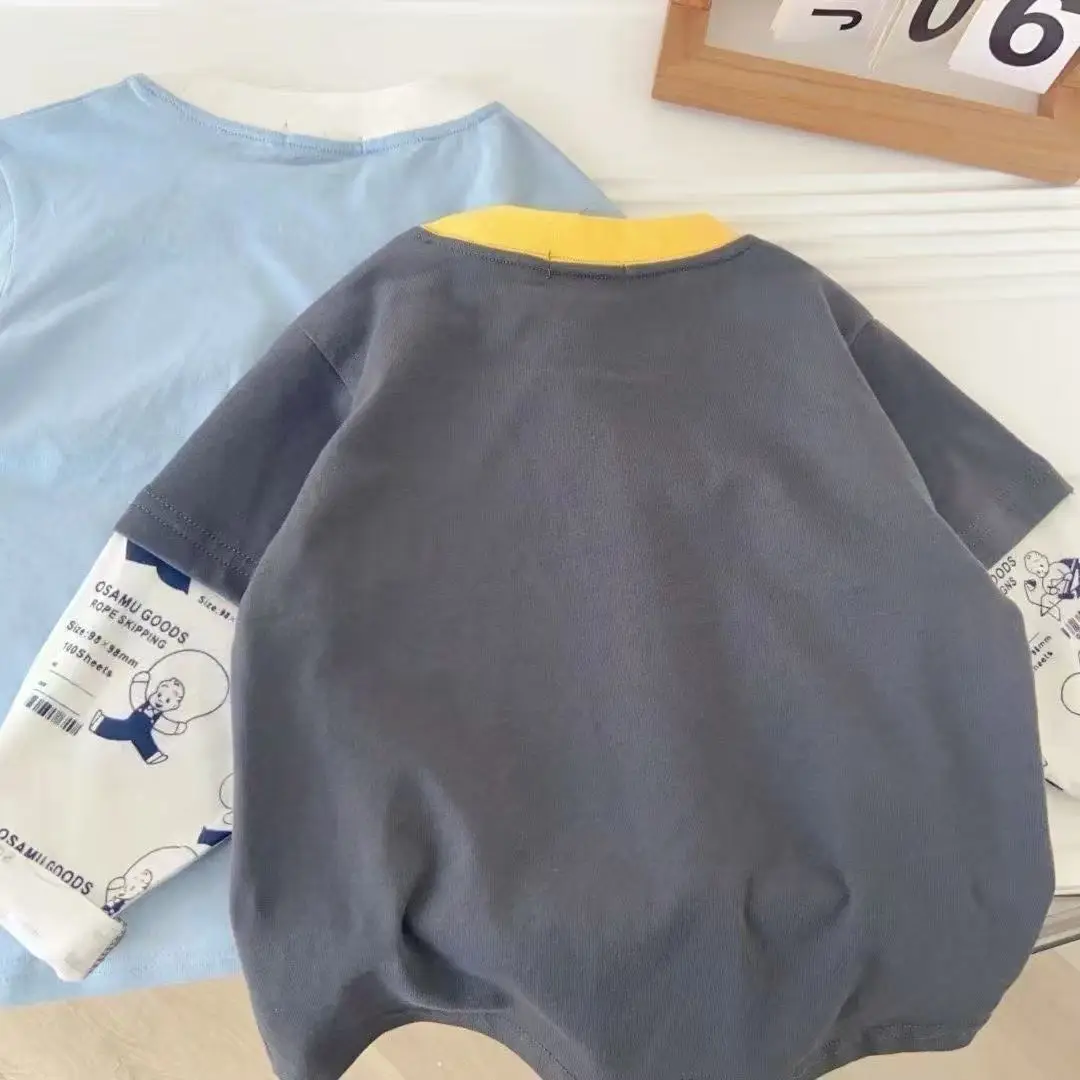 Boys Fake Two-Piece Long Sleeve T-Shirt Japanese Style Autum 2025 New Kidsren's Baby Car Cartoon Style Top — feature 5