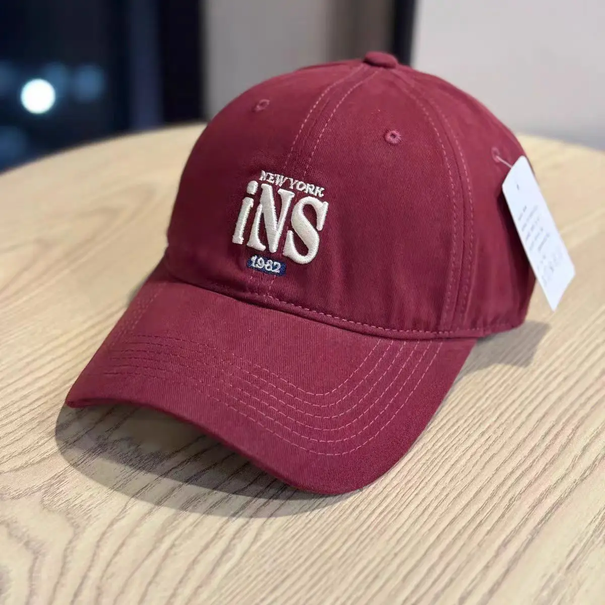 Women Maroon Letter Embroidered Baseball Cap - Image 4