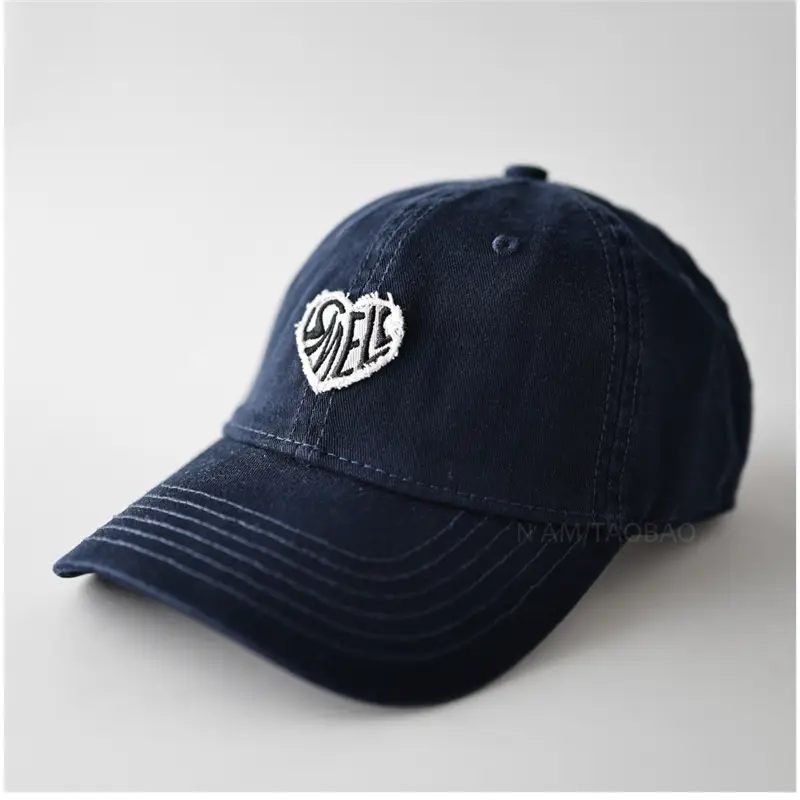 Navy Blue Duckbill Cap with Heart Embroidery Unisex - Image 10