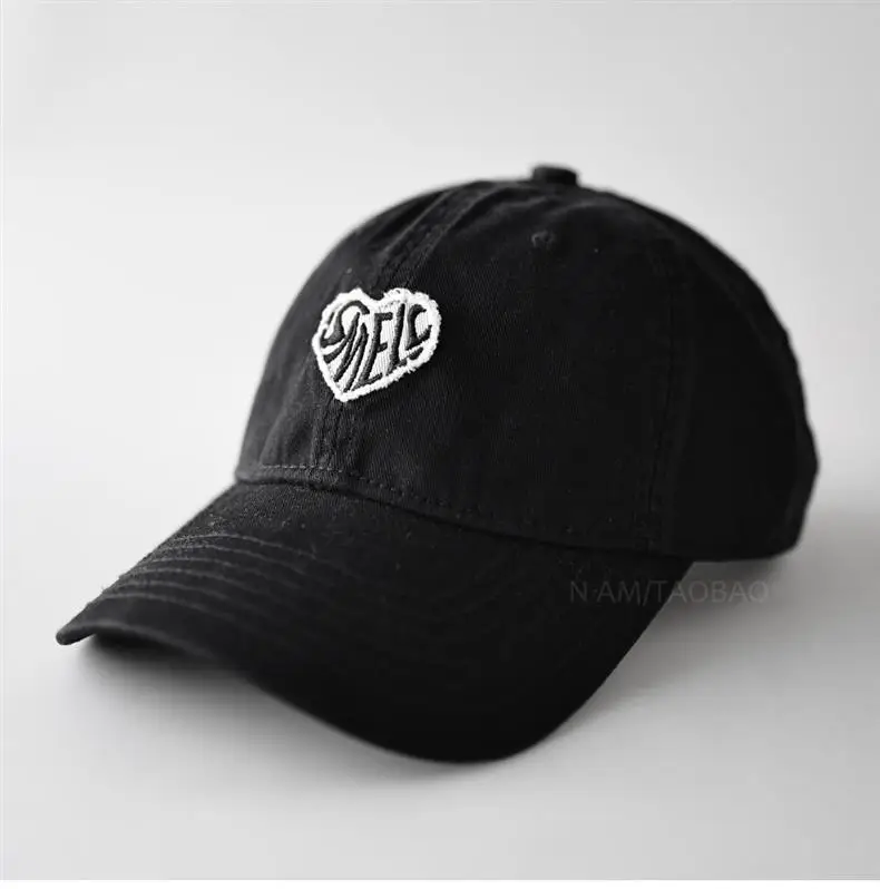 Navy Blue Duckbill Cap with Heart Embroidery Unisex — feature 1