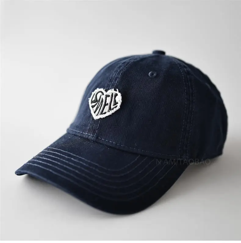 Navy Blue Duckbill Cap with Heart Embroidery Unisex — feature 2