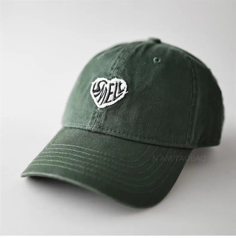 Navy Blue Duckbill Cap with Heart Embroidery Unisex — feature 3