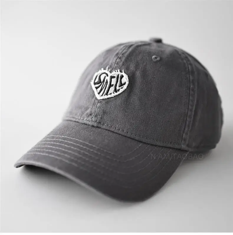 Navy Blue Duckbill Cap with Heart Embroidery Unisex — feature 7
