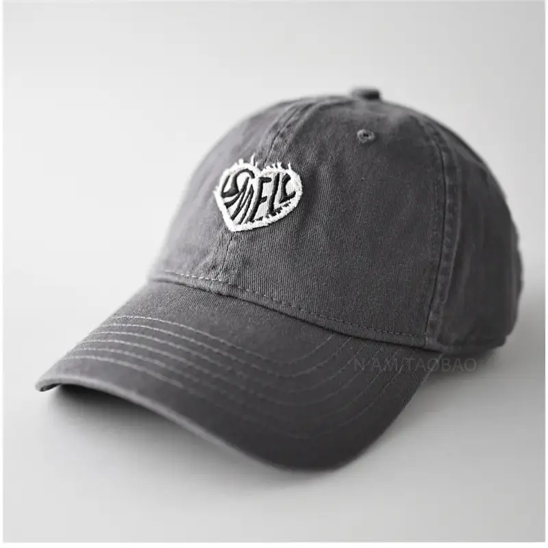 Navy Blue Duckbill Cap with Heart Embroidery Unisex - Image 3