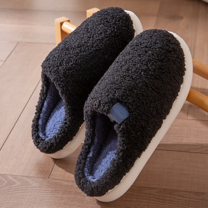 Antibacterial and Deodorant Cotton Slippers for Men in Autumn and Winter 2026 New Style Indoor Home Non-Slip Fleece-Lined Warm Cotton Slippers for Women in Winter - Image 7