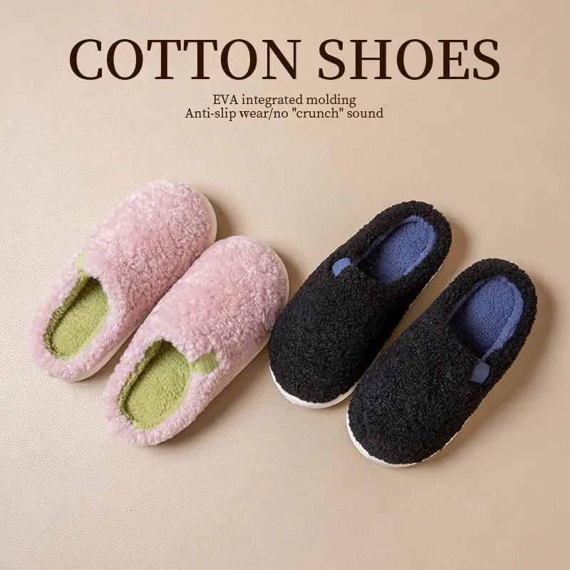 Antibacterial and Deodorant Cotton Slippers for Men in Autumn and Winter 2026 New Style Indoor Home Non-Slip Fleece-Lined Warm Cotton Slippers for Women in Winter - Image 9