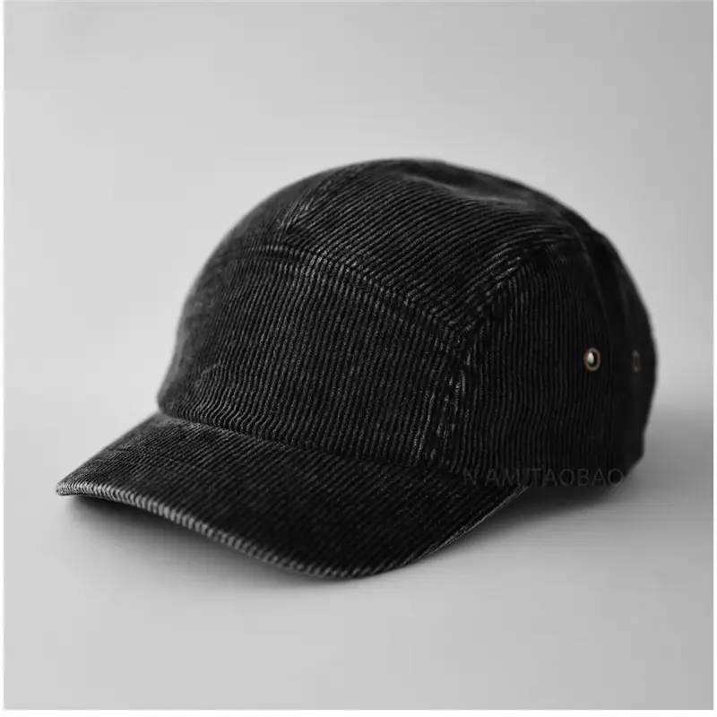 Black 5-Panels Baseball Cap with Sunshade - Image 6