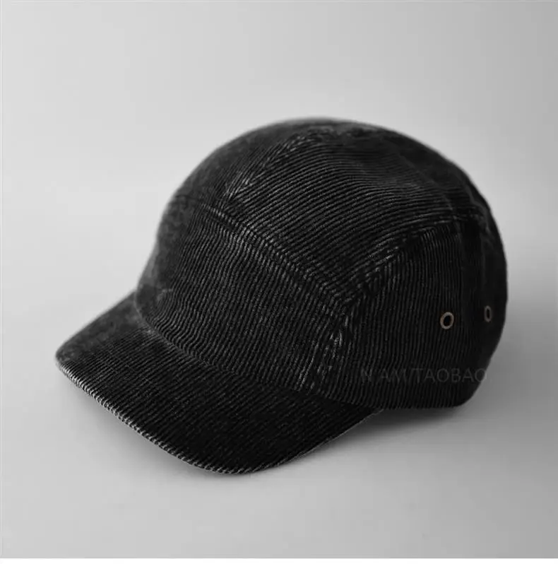 Black 5-Panels Baseball Cap with Sunshade — feature 10
