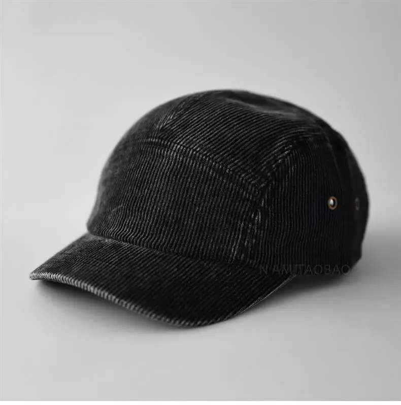 Black 5-Panels Baseball Cap with Sunshade — feature 3