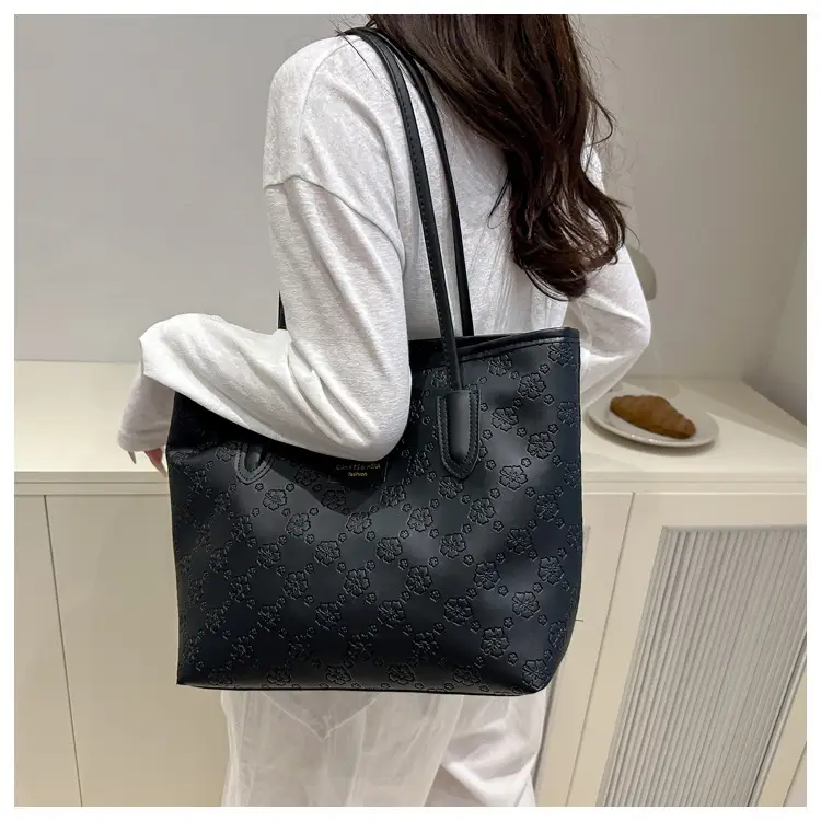 Brown Embossed Flower Tote Bag for Women — feature 10