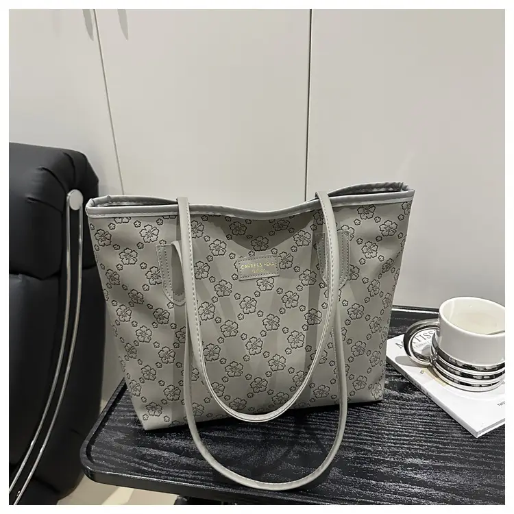 Brown Embossed Flower Tote Bag for Women — feature 19