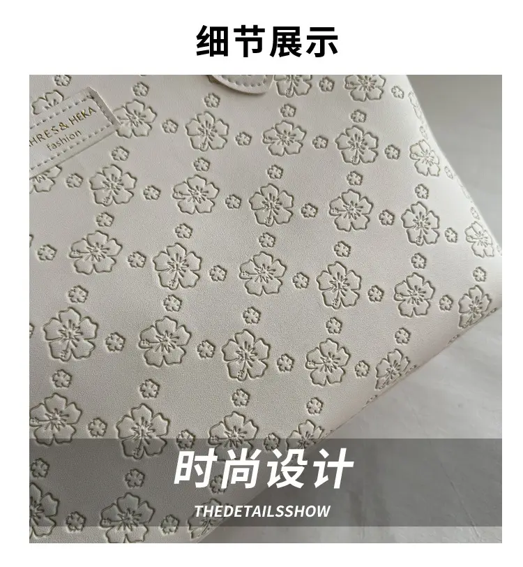 Brown Embossed Flower Tote Bag for Women — feature 3