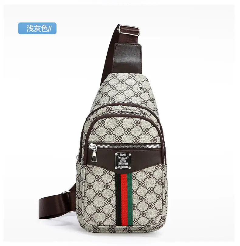 Unisex Pu Texture Shoulder Bag with Red Green Stripe — feature 11