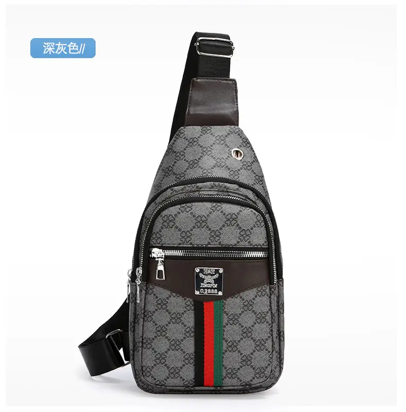 Unisex Pu Texture Shoulder Bag with Red Green Stripe — feature 12