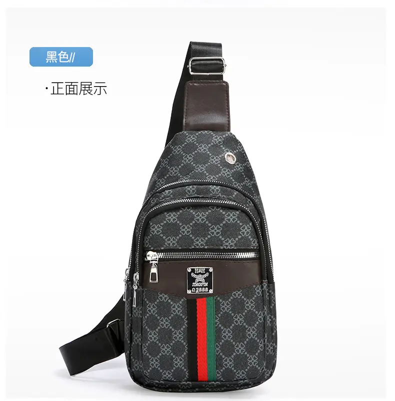 Unisex Pu Texture Shoulder Bag with Red Green Stripe — feature 13