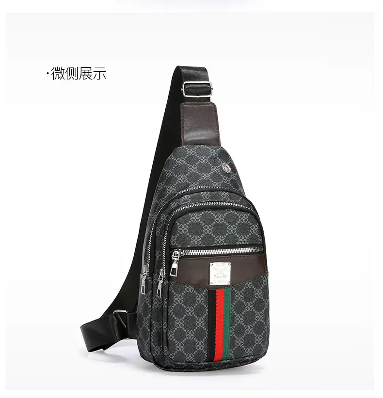 Unisex Pu Texture Shoulder Bag with Red Green Stripe — feature 14