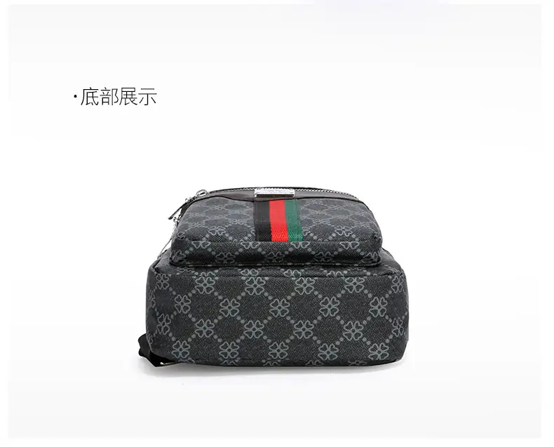 Unisex Pu Texture Shoulder Bag with Red Green Stripe — feature 17