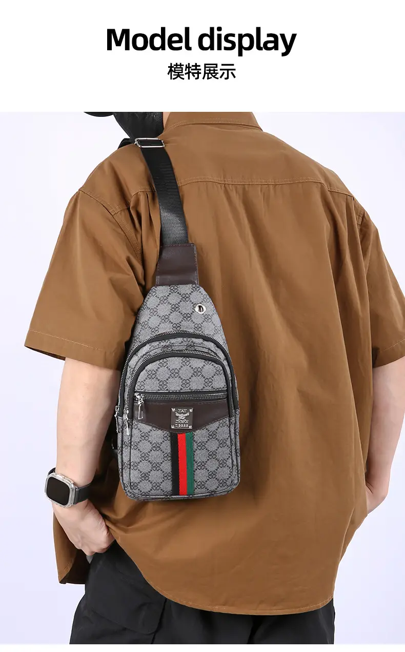 Unisex Pu Texture Shoulder Bag with Red Green Stripe — feature 23