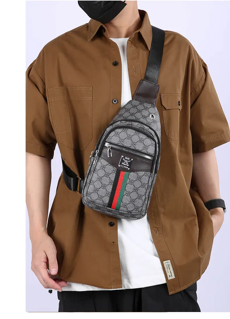 Unisex Pu Texture Shoulder Bag with Red Green Stripe — feature 24