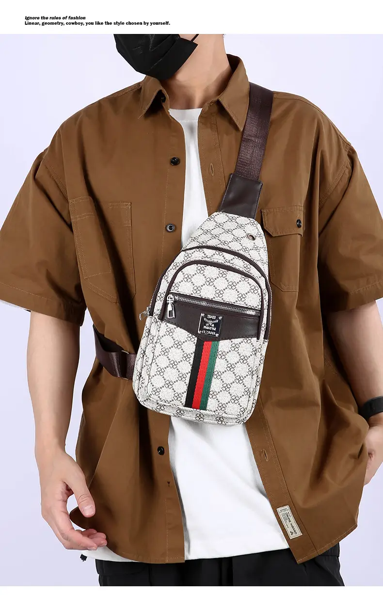 Unisex Pu Texture Shoulder Bag with Red Green Stripe — feature 26