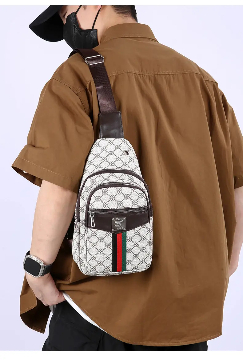 Unisex Pu Texture Shoulder Bag with Red Green Stripe — feature 27