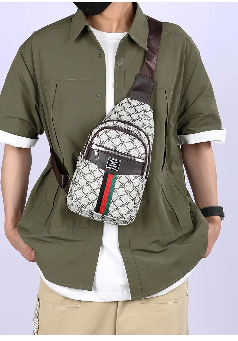 Unisex Pu Texture Shoulder Bag with Red Green Stripe — feature 31