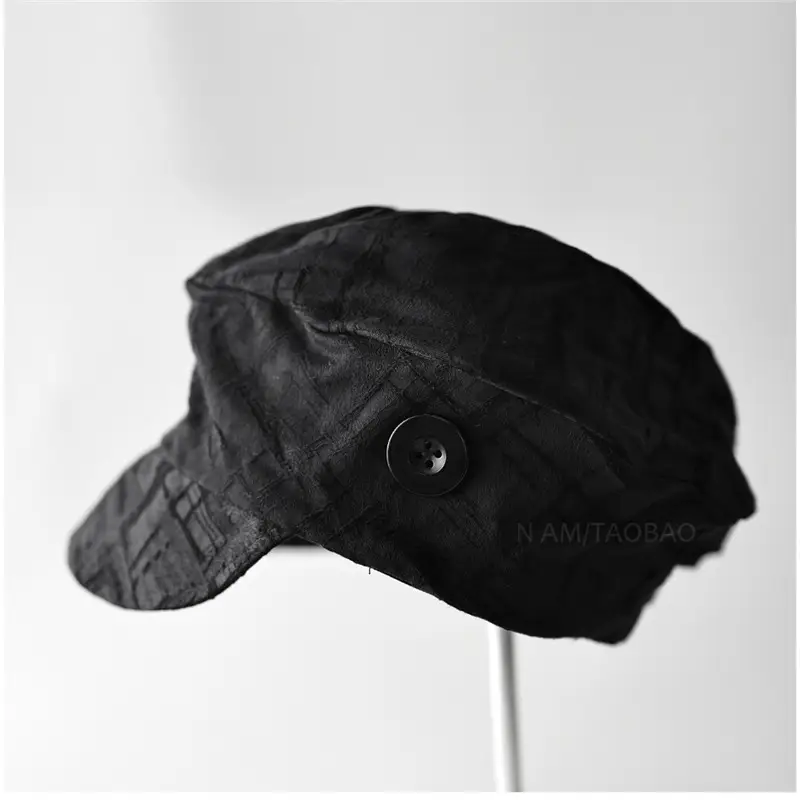 Black Korean Style Button Duckbill Cap for Women - Image 5