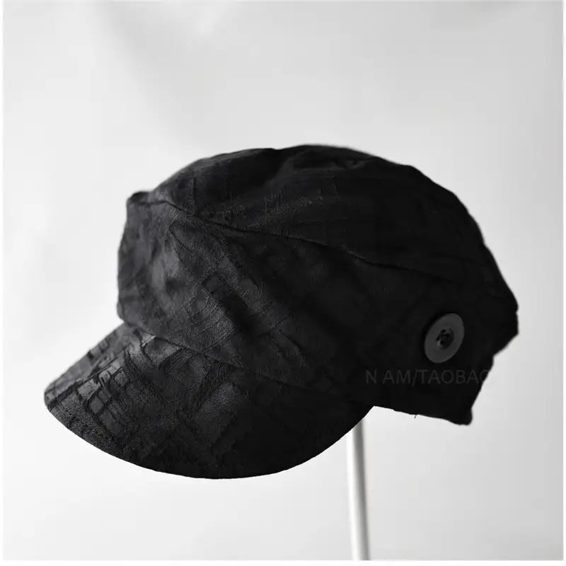 Black Korean Style Button Duckbill Cap for Women - Image 6