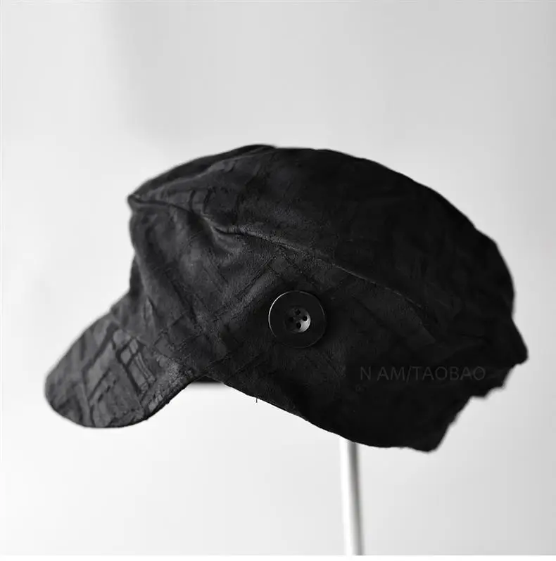 Black Korean Style Button Duckbill Cap for Women — feature 2