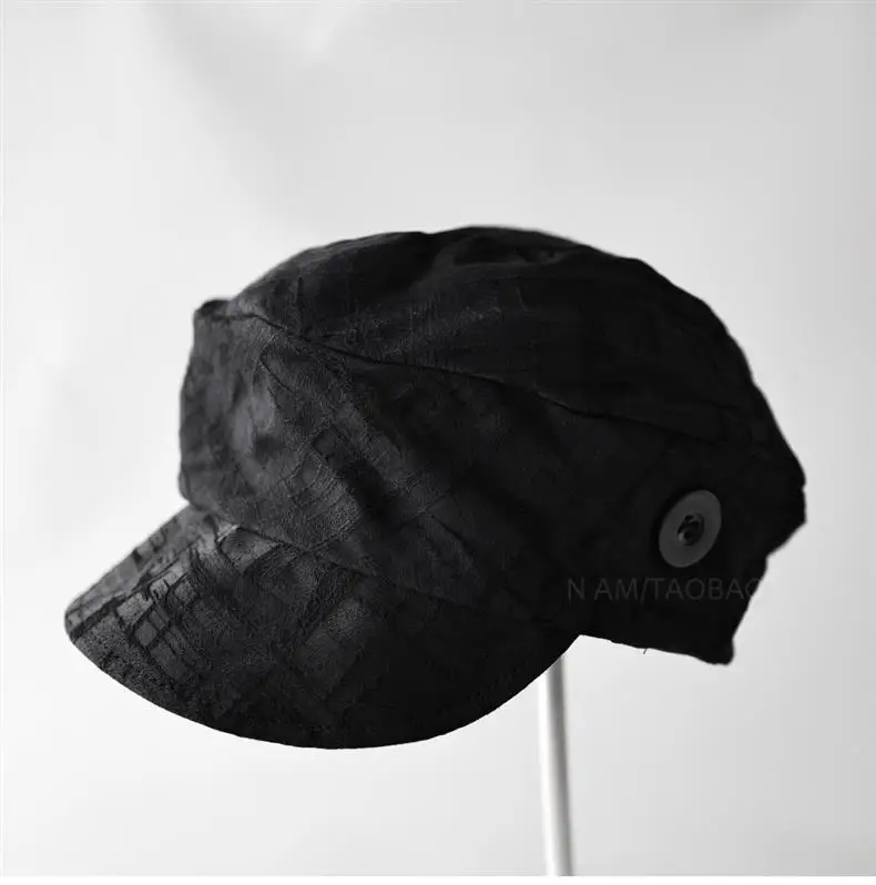 Black Korean Style Button Duckbill Cap for Women — feature 3