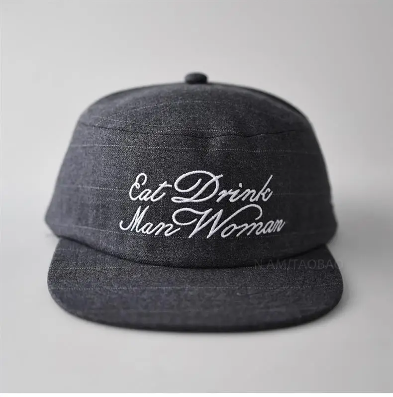 Black Plaid Letter Embroidered Flat Cap Hat — feature 5