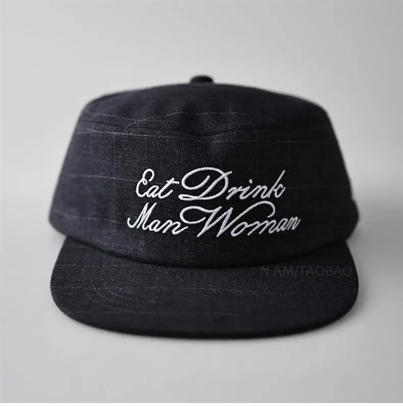Black Plaid Letter Embroidered Flat Cap Hat — feature 7