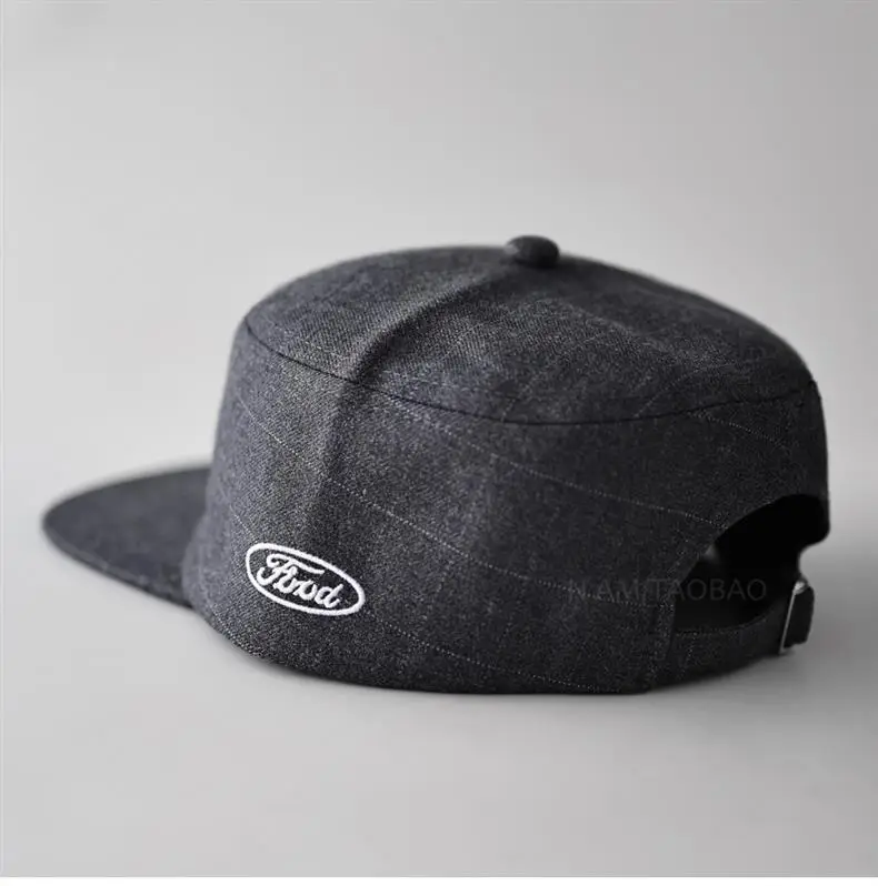 Black Plaid Letter Embroidered Flat Cap Hat — feature 8