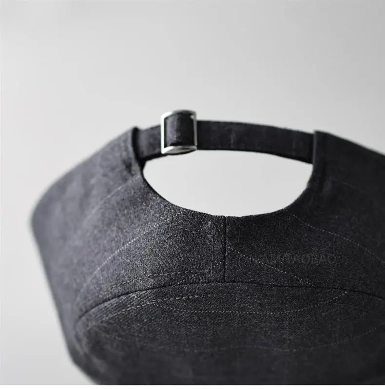 Black Plaid Letter Embroidered Flat Cap Hat — feature 9