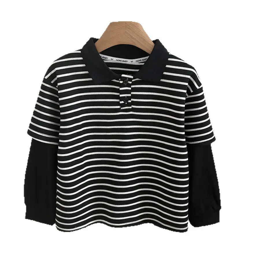 Children's Striped Polo Shirt Spring Autumn Korean Style - Image 7