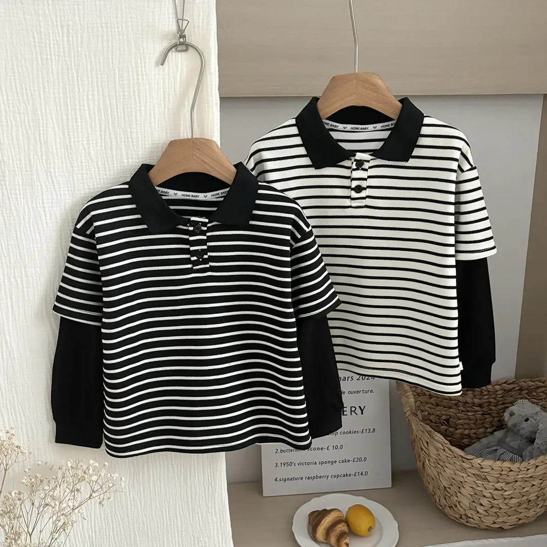 Children's Striped Polo Shirt Spring Autumn Korean Style — feature 2