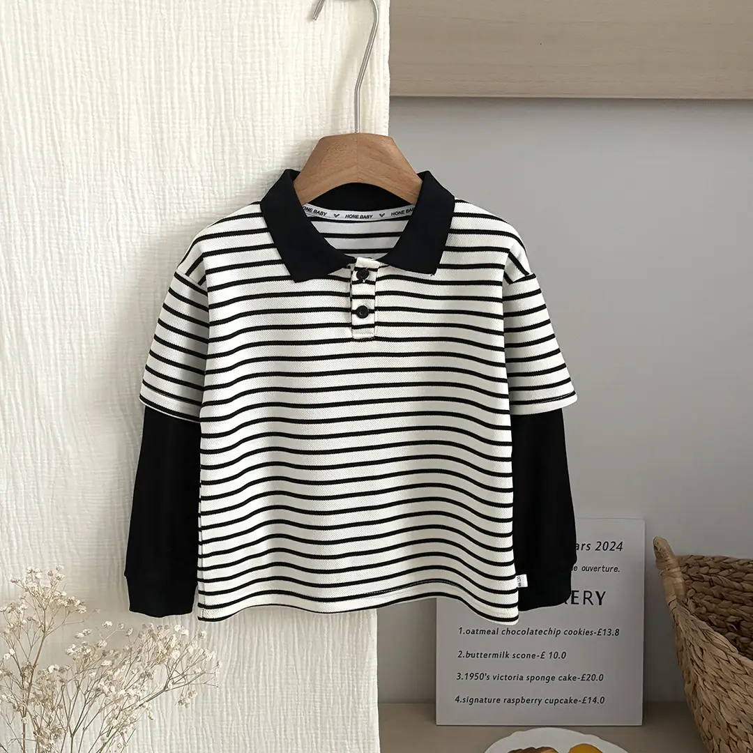 Children's Striped Polo Shirt Spring Autumn Korean Style — feature 4