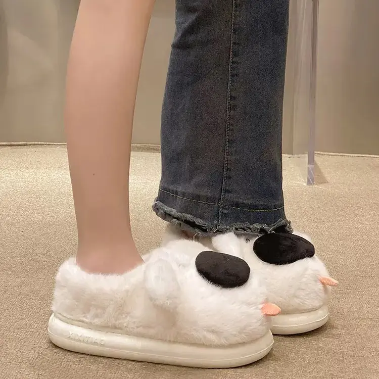Cute Big-Nosed Dog Cotton Slippers for Women in Winter, Plush and Warm for Couples, Indoor and Home Non-Slip Bag and Cotton Shoes for Men - Image 7